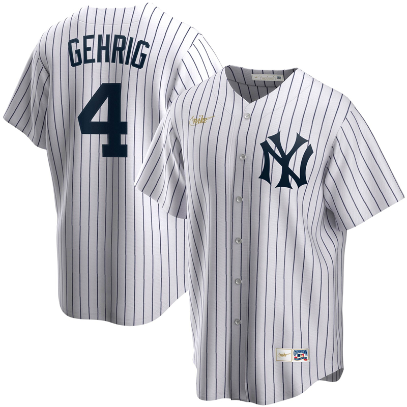 2020 MLB Men New York Yankees #4 Lou Gehrig Nike White Home Cooperstown Collection Player Jersey 1->new york yankees->MLB Jersey